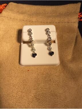 .925 Sterling Silver 1ctw Moissenite Dandle Heart Earrings